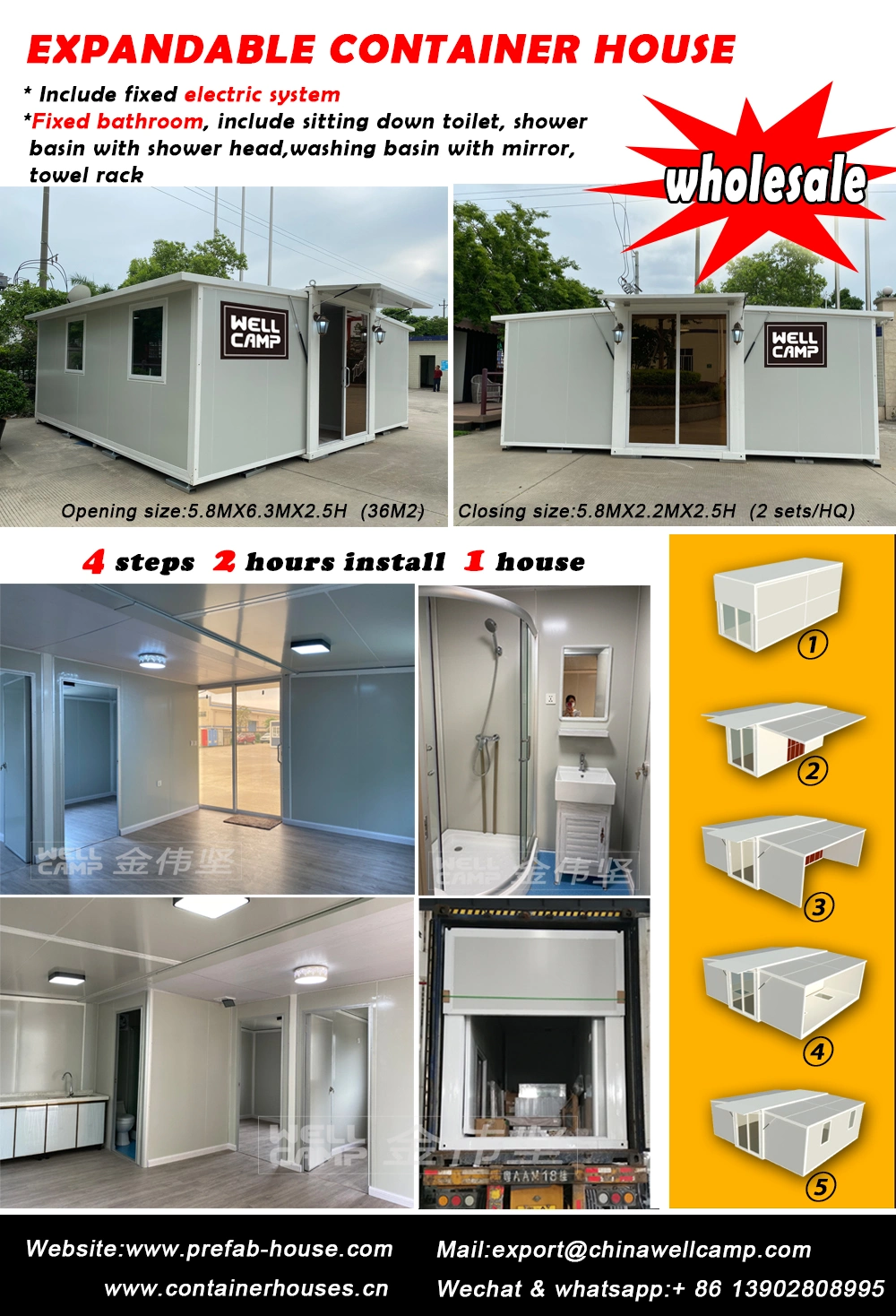 China Luxury Moveable Mobile Prefabricated Tiny Shipping Steel Structure Building Container Home Modular House
