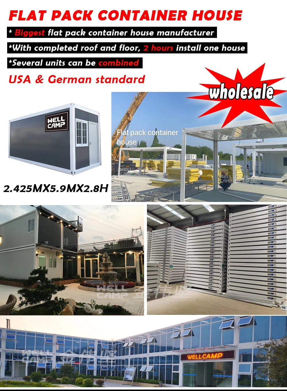 Mobile Light Steel Frame Structure Prefab Container House in Steel Structure Prefabricated Building