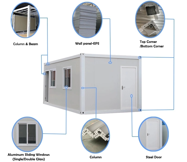 Flat Pack Building Modular Expandable Prefab Container Camp Prefabricated Office Container Houses for Sale