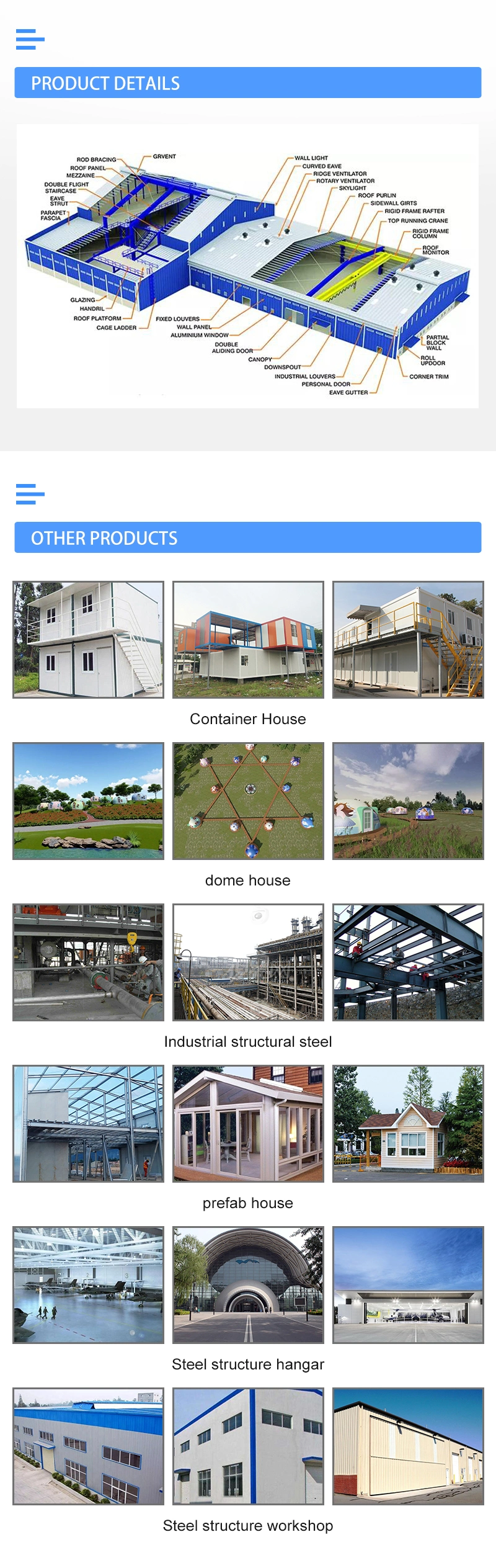 Large Span Steel Space Frame Structure Warehouse Prefabricated Warehouse Steel Structure Assembly Warehouse