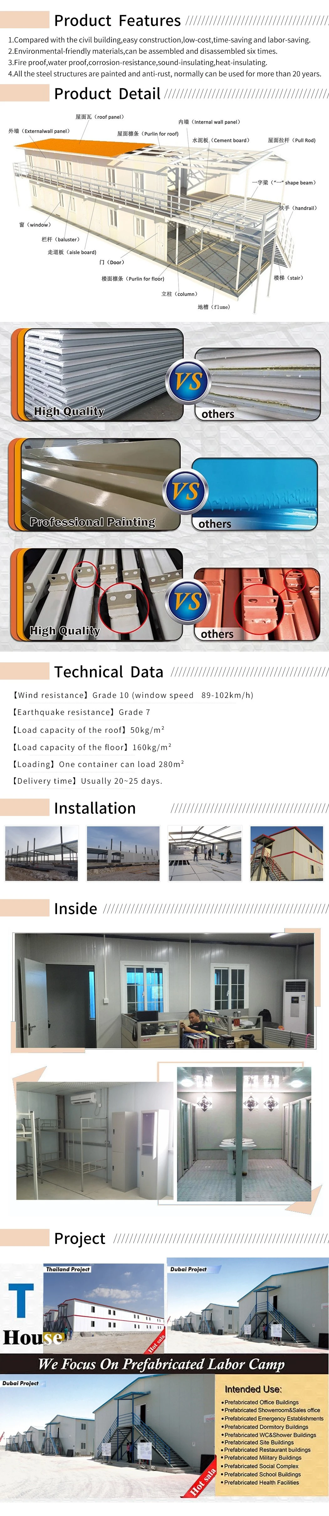 Luxury Prefab House Labour Steel Structure Camp Prefab Site Office