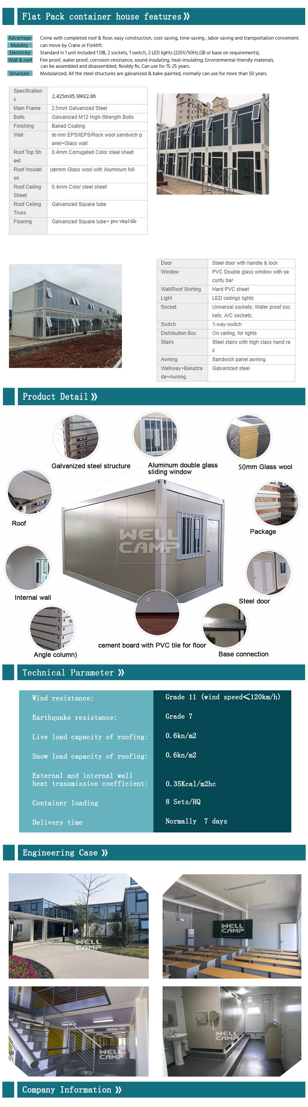 Two Floor Flat Pack Container House Container Apartment Container Office