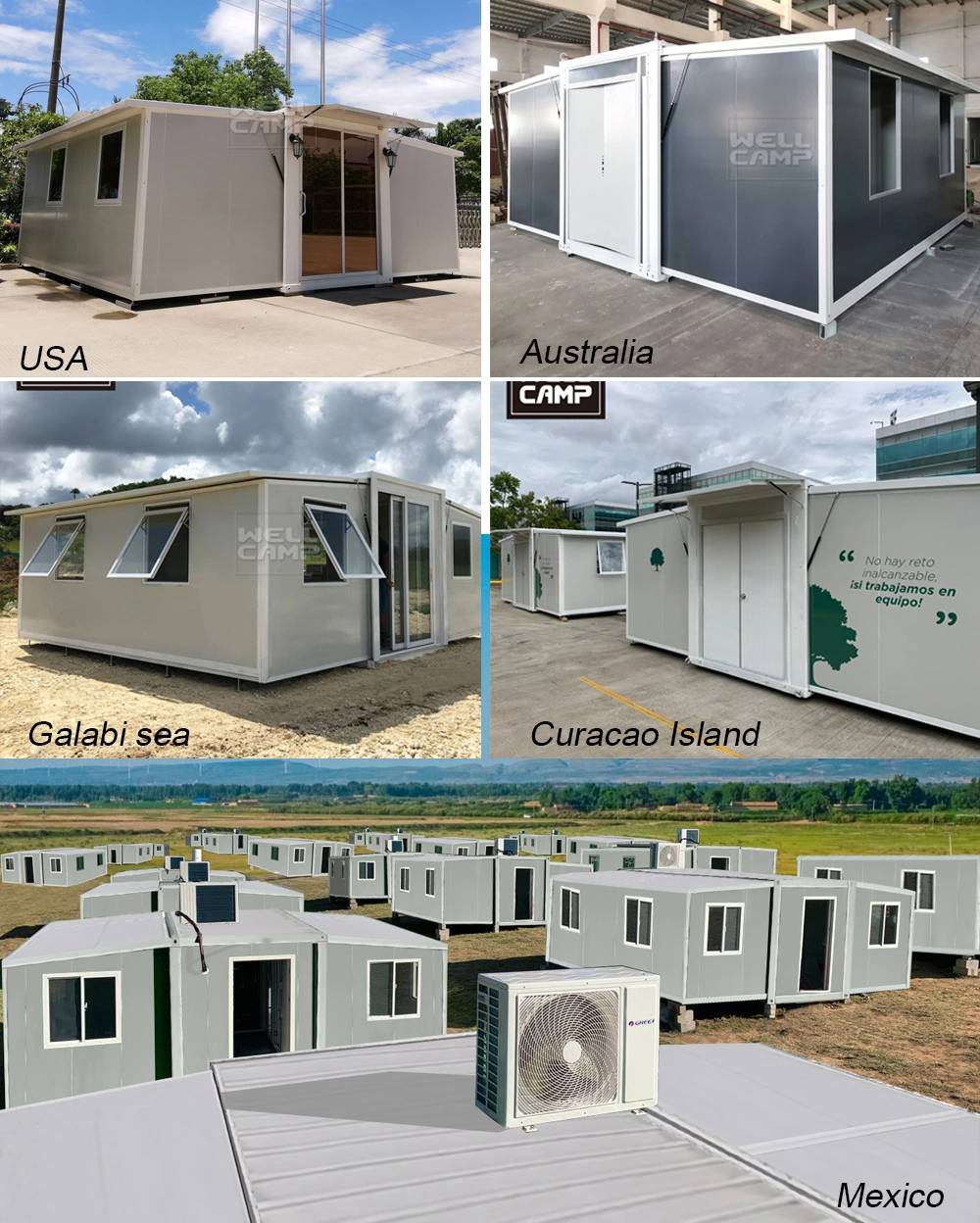 Commercial Modular Prefabricated Prefab Shipping CE ISO Certificated Collapsible Holiday House Double Bedroom Container Home in Prefabricated Steel Building