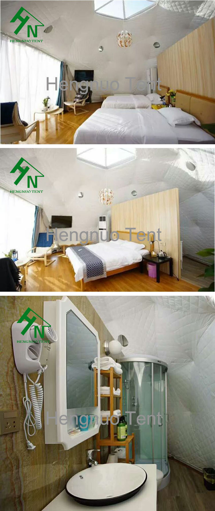 Guangzhou Prefab Outdoor House Dome Camping Tent with Bathroom