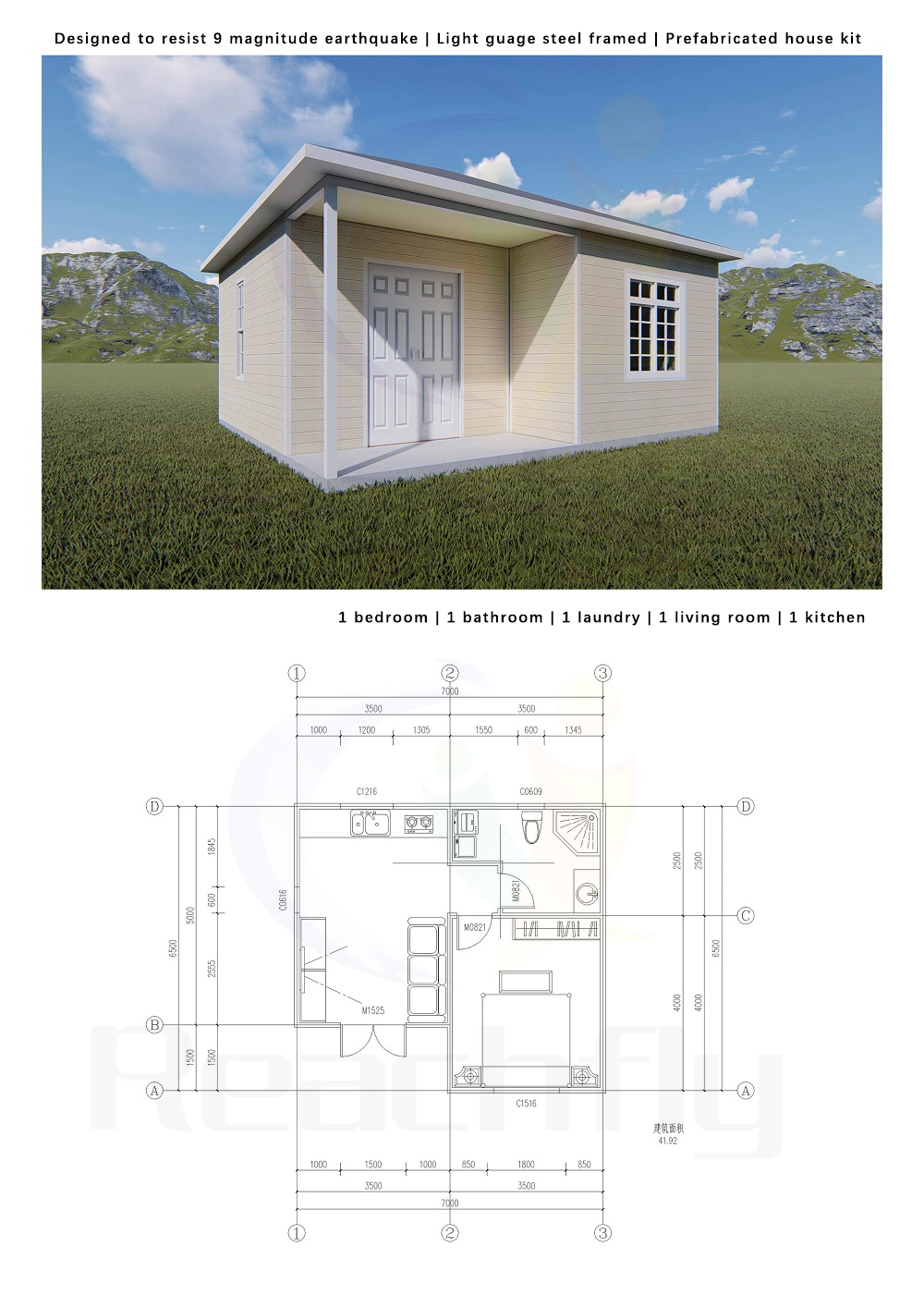 One Bedroom Prefabricated Steel Modular House Kits