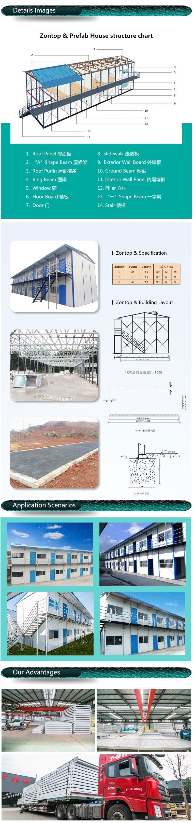 Quickly Assembled Light Steel Ready Made Prefab Building K House Prefab Houses for Temporary Building