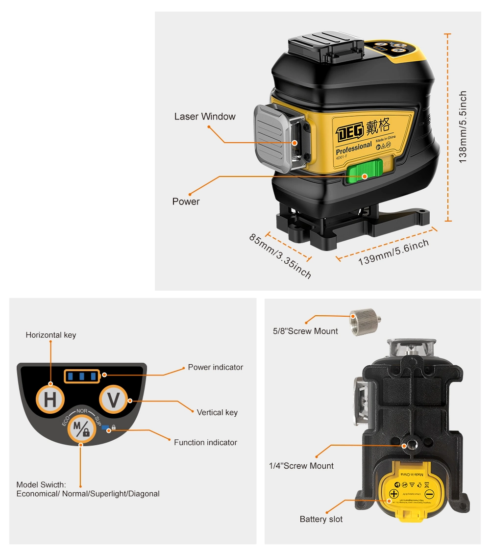 Manufactured Automatic Self Leveling Ld Green Beam Laser Level