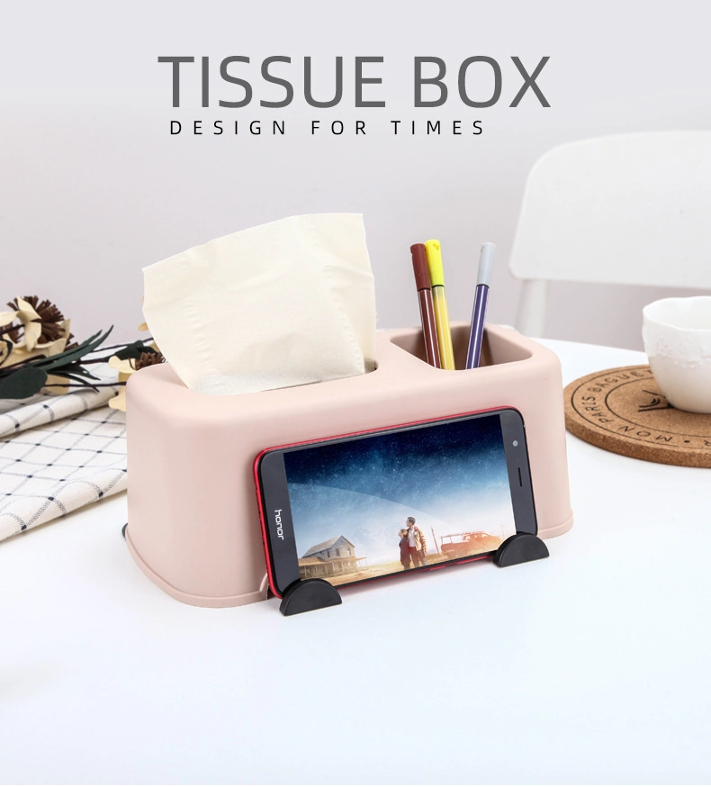 Plastic Tissue Box Cover Holder Desk Storage Box Container for Home and Office Use