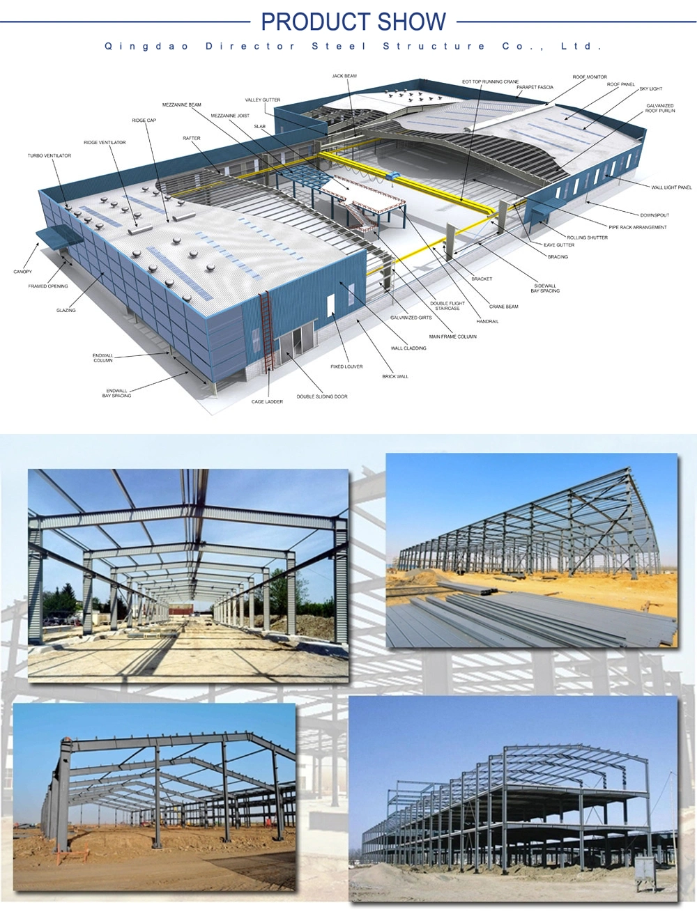 Metal Frame Commercial Prefab Poultry Buildings Construction Steel Structures