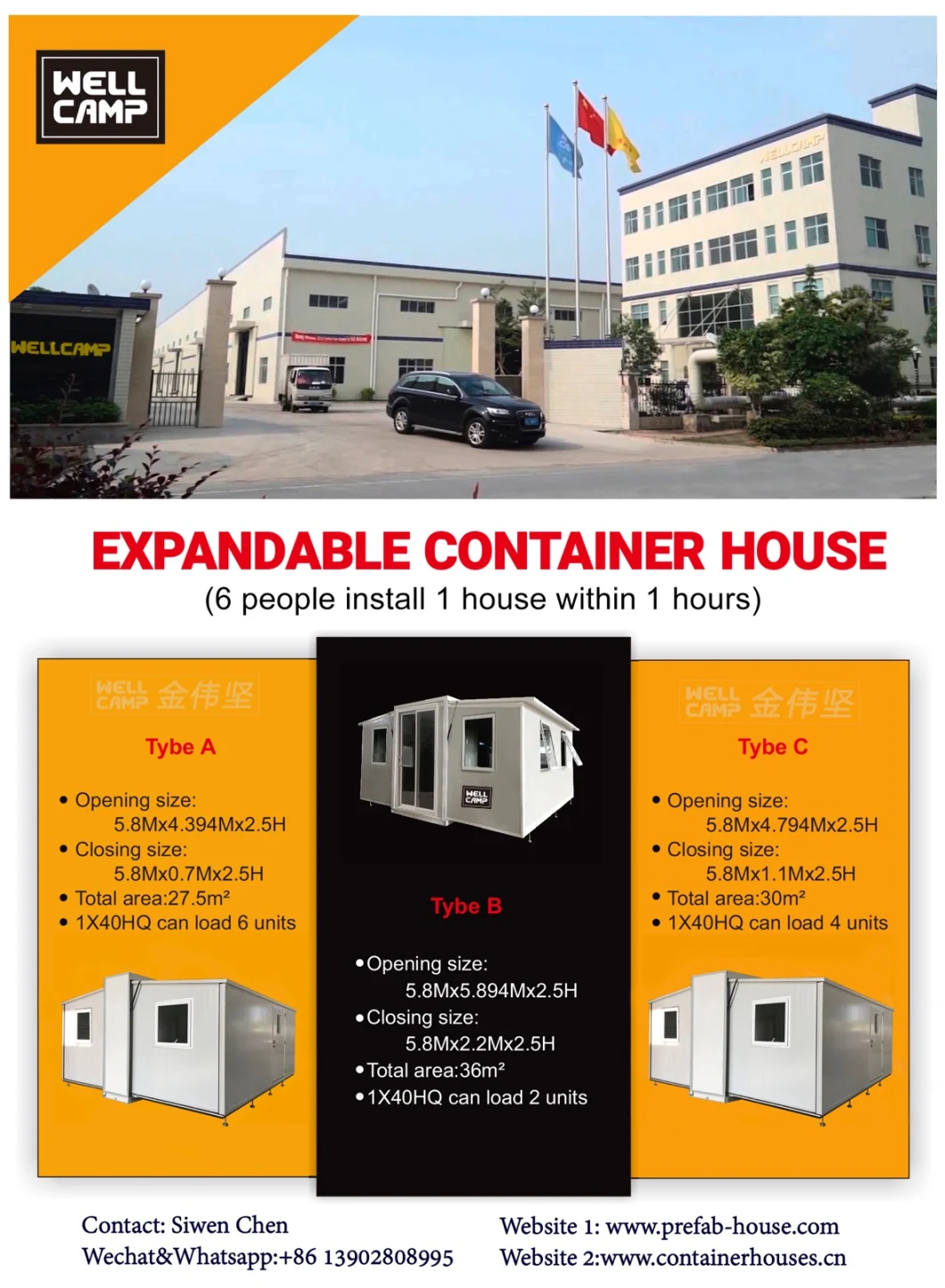 Hot Sell Prefabricated Modular Flat Pack Tiny Portable Mobile Readymade Assemble Modified Container Cabin/Office/House