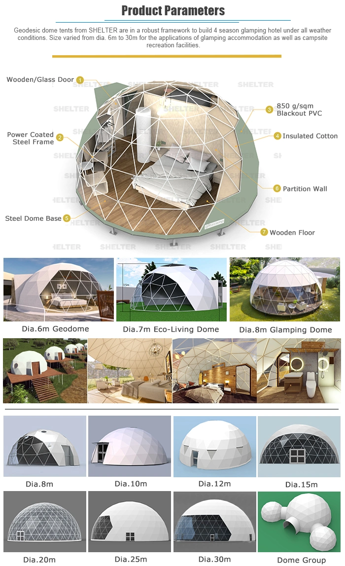 White Geodesic Eco Living Dome House for Sale, Clamping Igloo Dome Tent