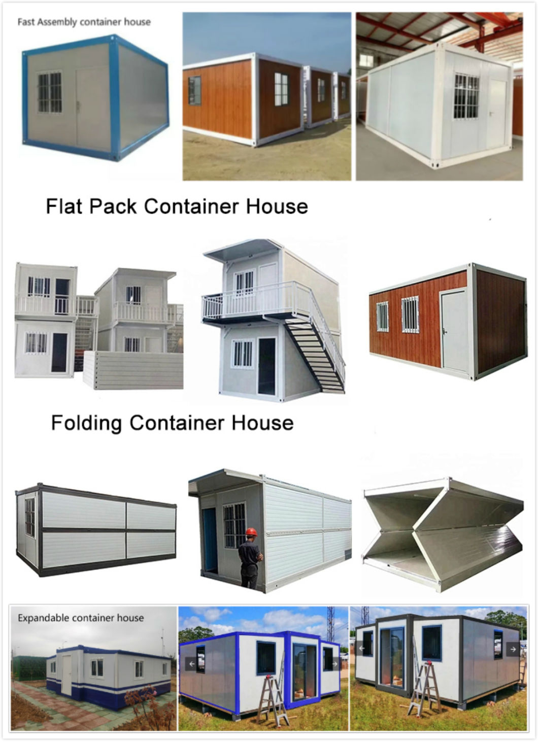 Prefabricated Modular Mobile Prefab Woodgrain Living Portable Folding Steel Luxury Tiny Moveable Office Container House