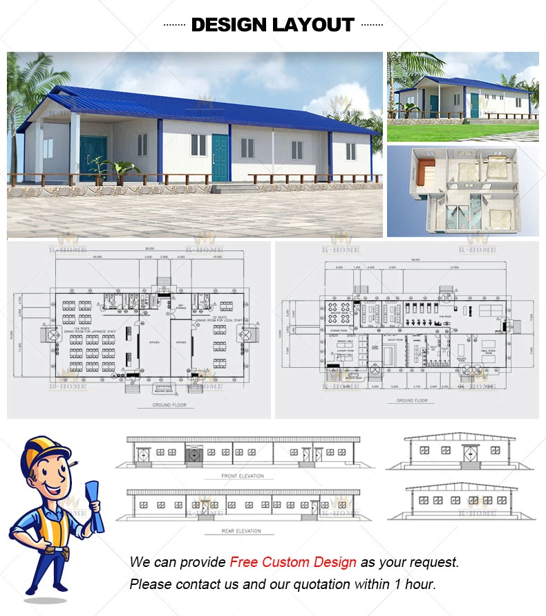 Construction Site Workers Facilities Quick Built Modular Light Steel Frame Homes