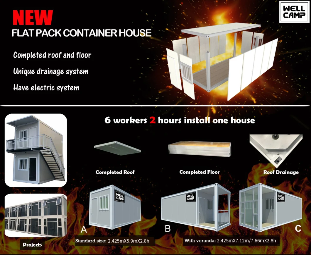 Economic Flat Pack Prefab Container Office House Container House