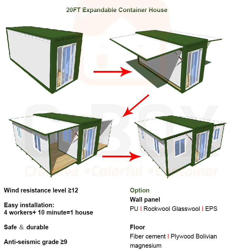 Expandable Container House European 40FT 20FT Cheap Expandable Container House on Sale