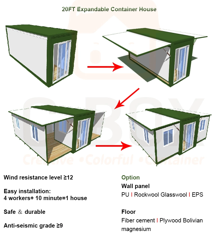 2020 Most Popular Expandable Living Container House 20FT Shipping Container Home