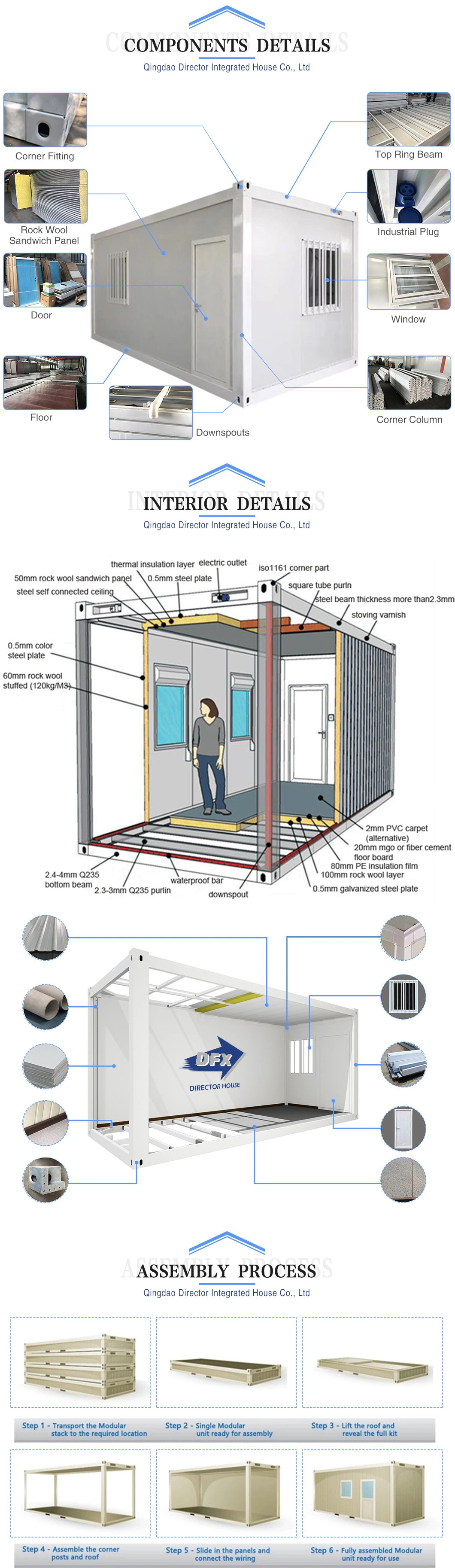 Dfx 20FT Prefab Prefabricated Tiny Mobile Home for Sale