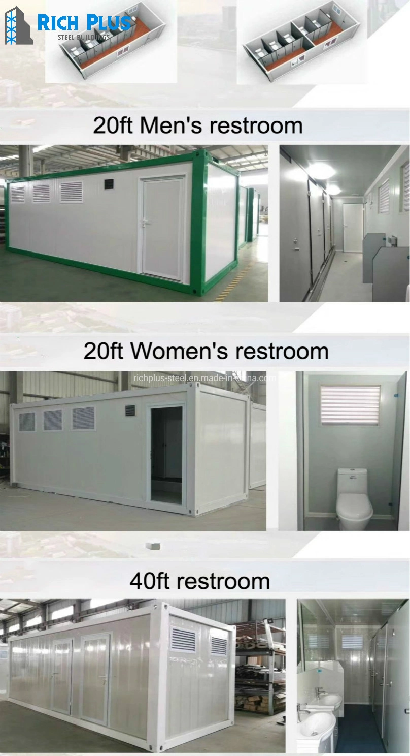 Prefab Steel Structure Frame Mobile/Movable Container House/Homes for Public Toilet/Restroom