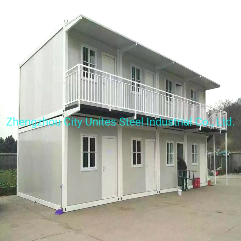 Wood Grain Cladding Prefab Flat Packed Office Container Cabin