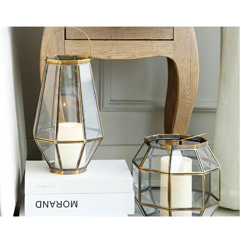 Rustic Decorative Farmhouse Glass Metal Candle Lantern