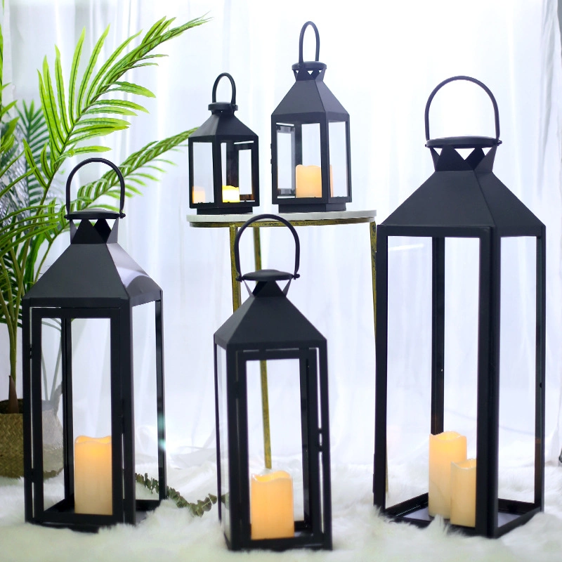 Rustic Decorative Farmhouse Glass Metal Candle Lantern
