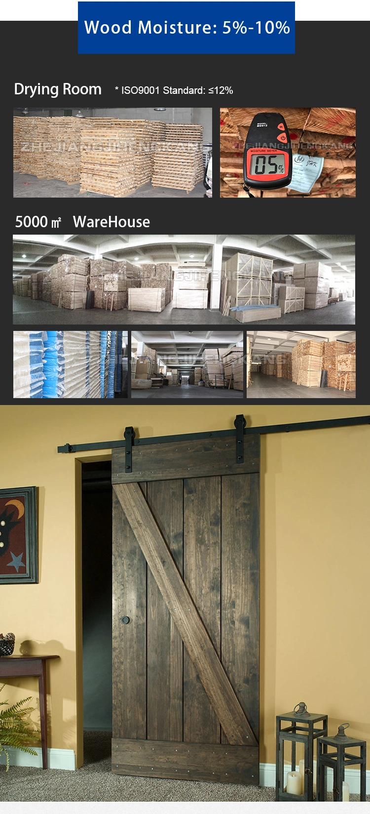 Home Hollow Core Molded HDF Timber Wood Barn Doors