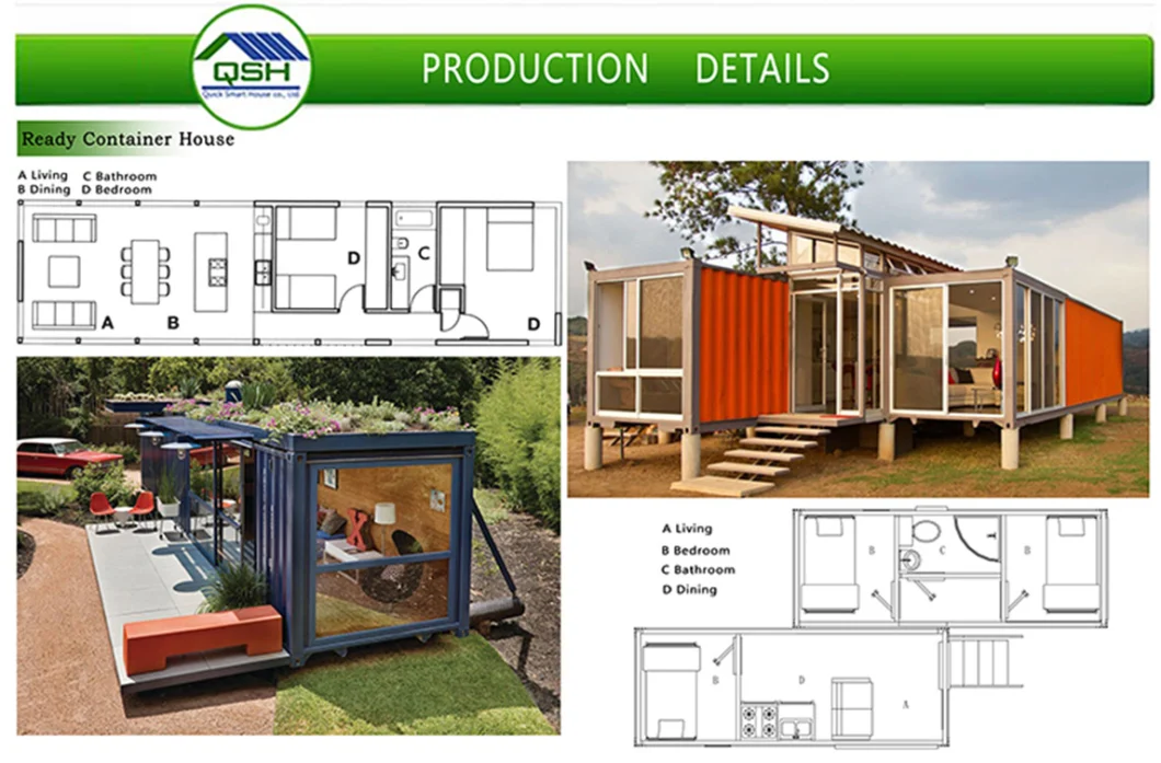Cargo Shipping Container Frames House/Homes Plan Camping House for 20FT