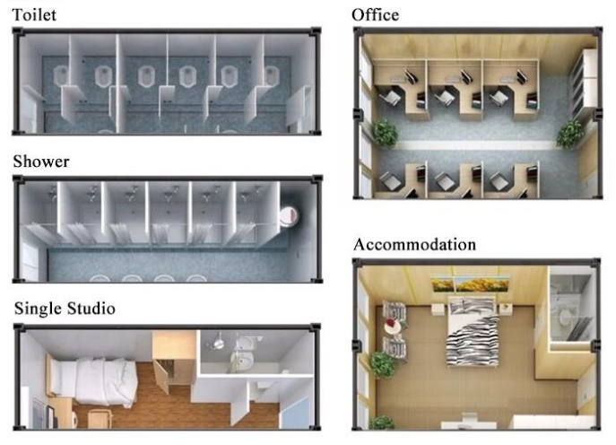 Modular Movable Container Home Bedroom Kitchen Washroom