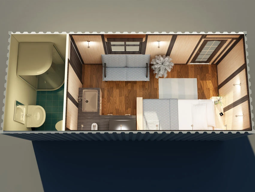 Stacked Converted Prefab Shipping Container House Shop for Sale