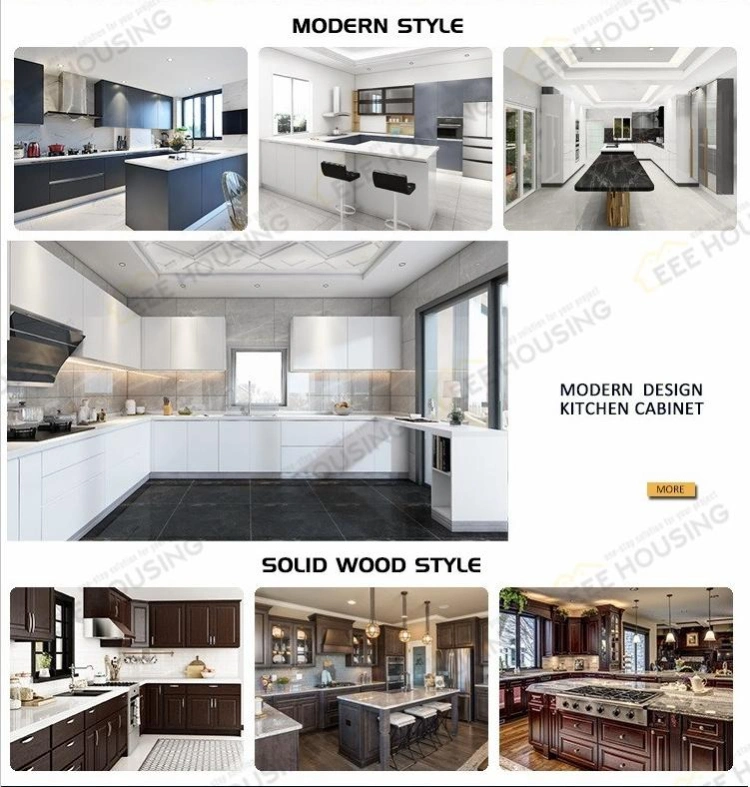 China Factory Directly Custom-Made MDF Plywood Modern Grey Large Kitchen Cabinetry for Private House Villa