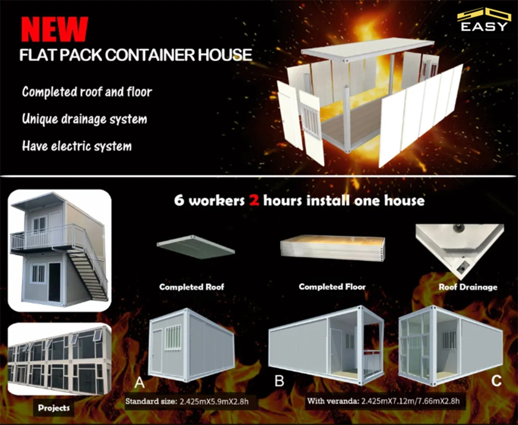 Low Cost Flat Pack Modular Movable and Easy Installation Prefab Container Shops