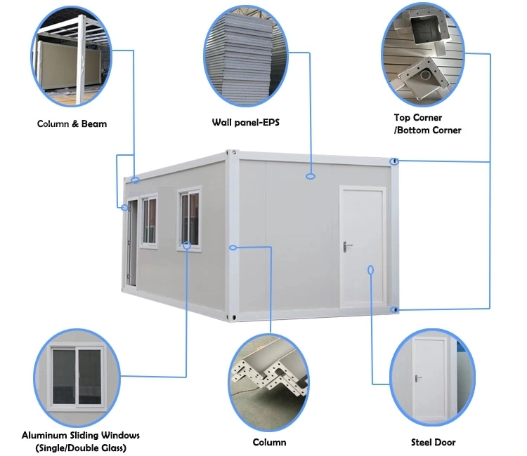Easy Building Low Cost Prefab Tiny Container House 20FT Container Office House