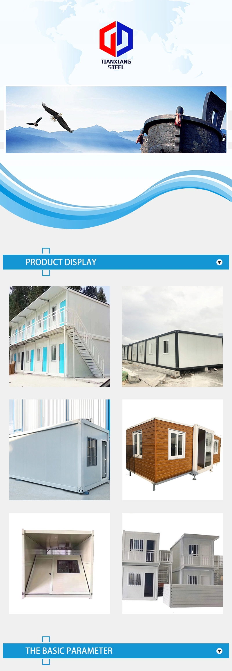 Container House Movable Prefabricated House for Villa, Office, Public Toilet Container House