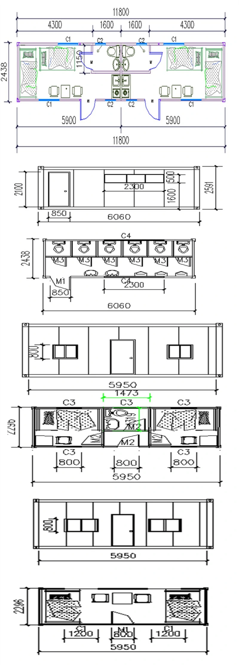 North America Duplex Loft Style Modular House Flat Pack Container Home Villa