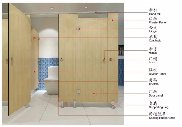 Best Selling Exclusive HPL 12 mm Waterproof School Toilet Partition, Colorful Fireproof Shopping Center Toilet Cubicle/