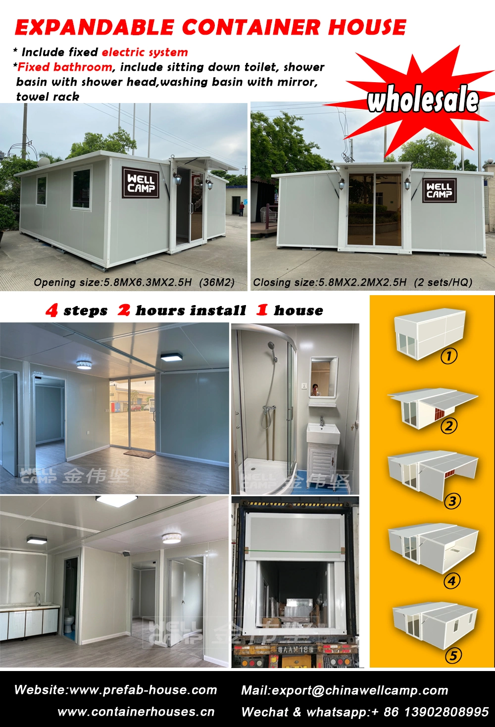 Hot Sell Prefabricated Modular Flat Pack Tiny Portable Mobile Readymade Assemble Modified Container Cabin/Office/House
