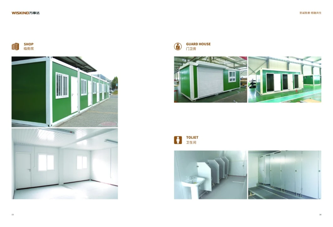 L Shape 20FCL and 40 FCL High Quality Container House Villa Shop Toliet